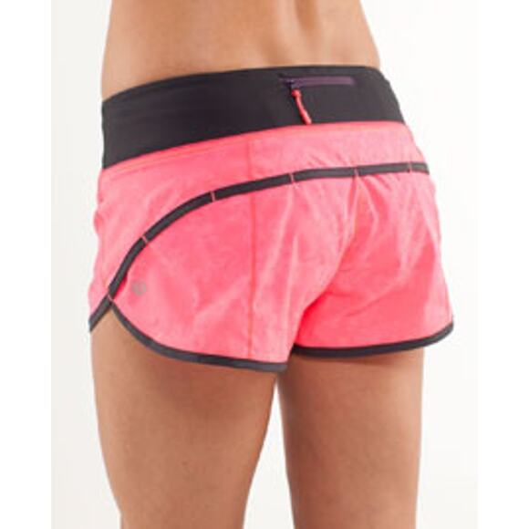 lululemon athletica Pants - Lululemon Run Speed Short Flash Deep Coal Pink Print Neon Wicking Stretch Size 2